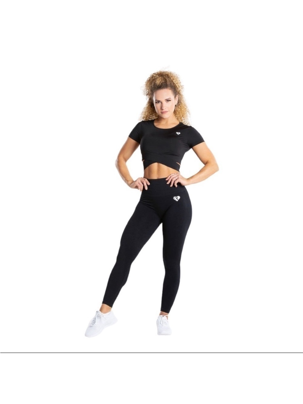 Women's Black Short-Sleeve Crop Top Tie-Waist - Picture 4 of 7